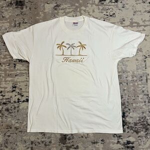 VTG Hanes Gold Stitch Hawaii Beach T Shirt XL USA Palm Trees Boat Ocean Vacation